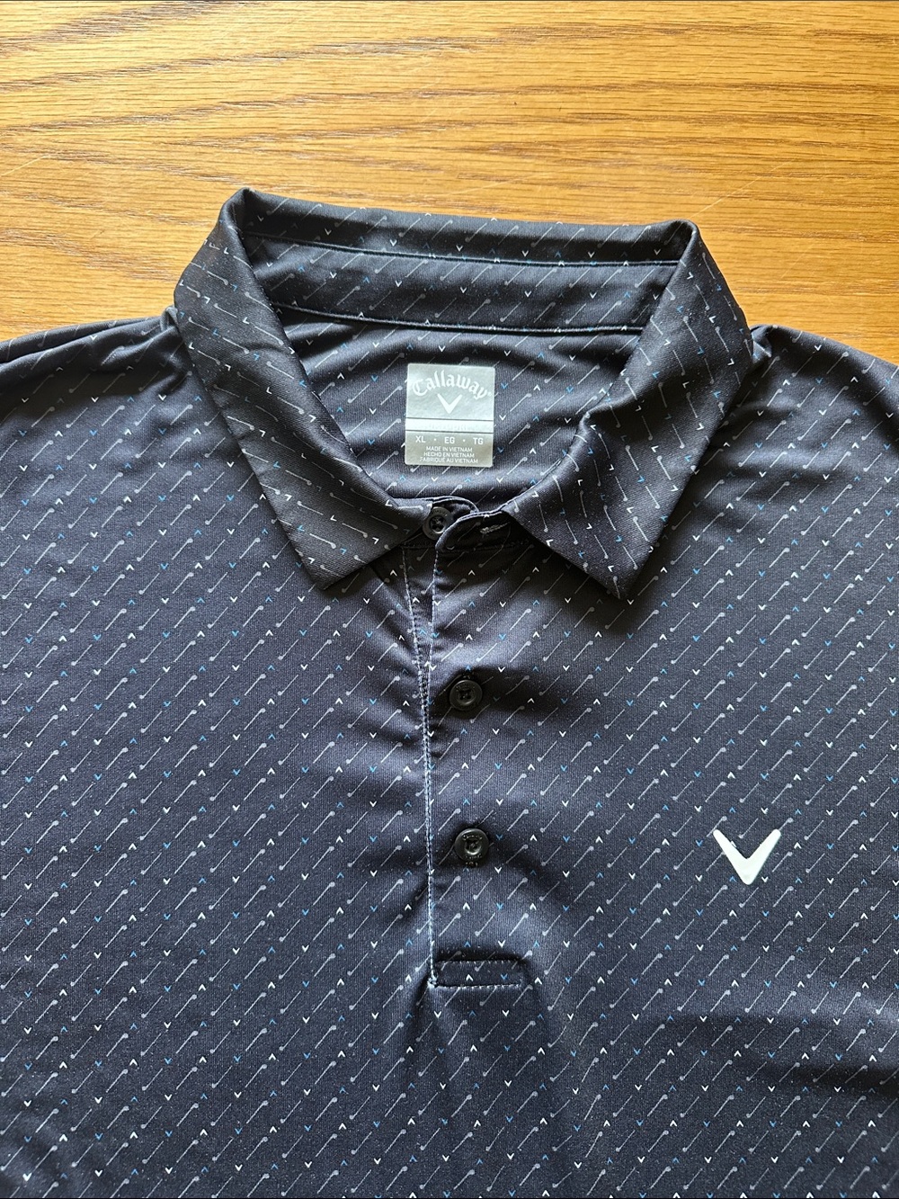 Callaway Men's Navy Patterned Polo with Subtle Blue Accents